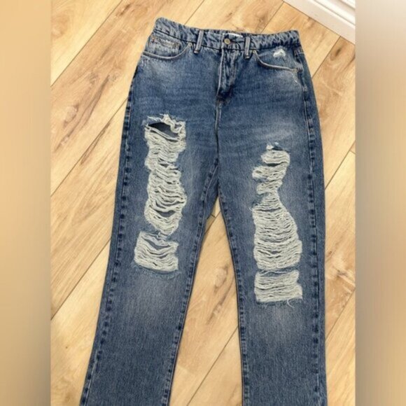 GOOD AMERICAN DISTRESSES STRAIGHT LEG JEAN - Picture 4 of 13